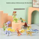 Conjunto 30 Quebra-Cabeça 3D Animais Brinquedo Montável de Papel - Presente Infantil Interativo