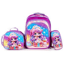 KIT BOLSA 3 PEÇAS ESCOLAR INFANTIL  [BOLSA, LANCHEIRA E ESTOJO] ESTAMPA 3D COM LUZES DE LED
