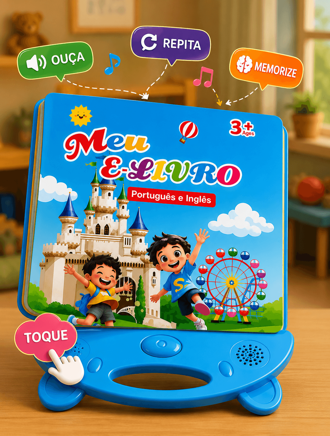 Toque, ouça, repita e memorize com o Livro Sonoro Bilíngue Touch & Sound